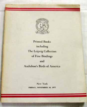 Image for Printed Books Including the Leipzig Collection of Fine Bindings and Audubon's Birds of America.