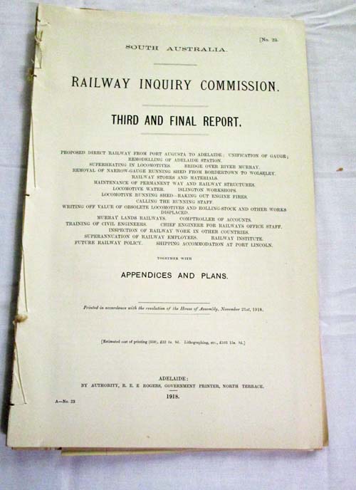 Image for Railway Inquiry Commission Third and Final Report (Parliamentary Papers No 23)